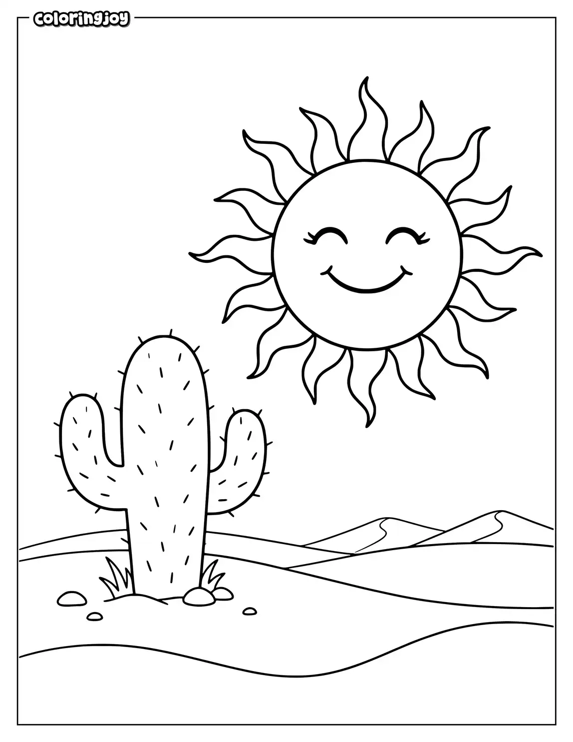 Cheerful sun beside a friendly cactus.