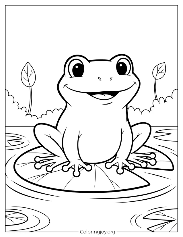 Frog on Lily Pad Coloring Sheet