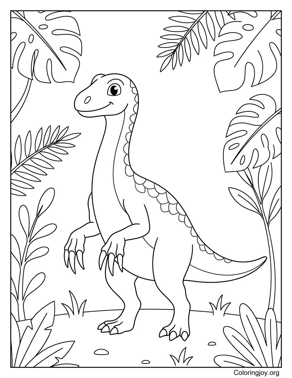 Therizinosaurus explores a green jungle.