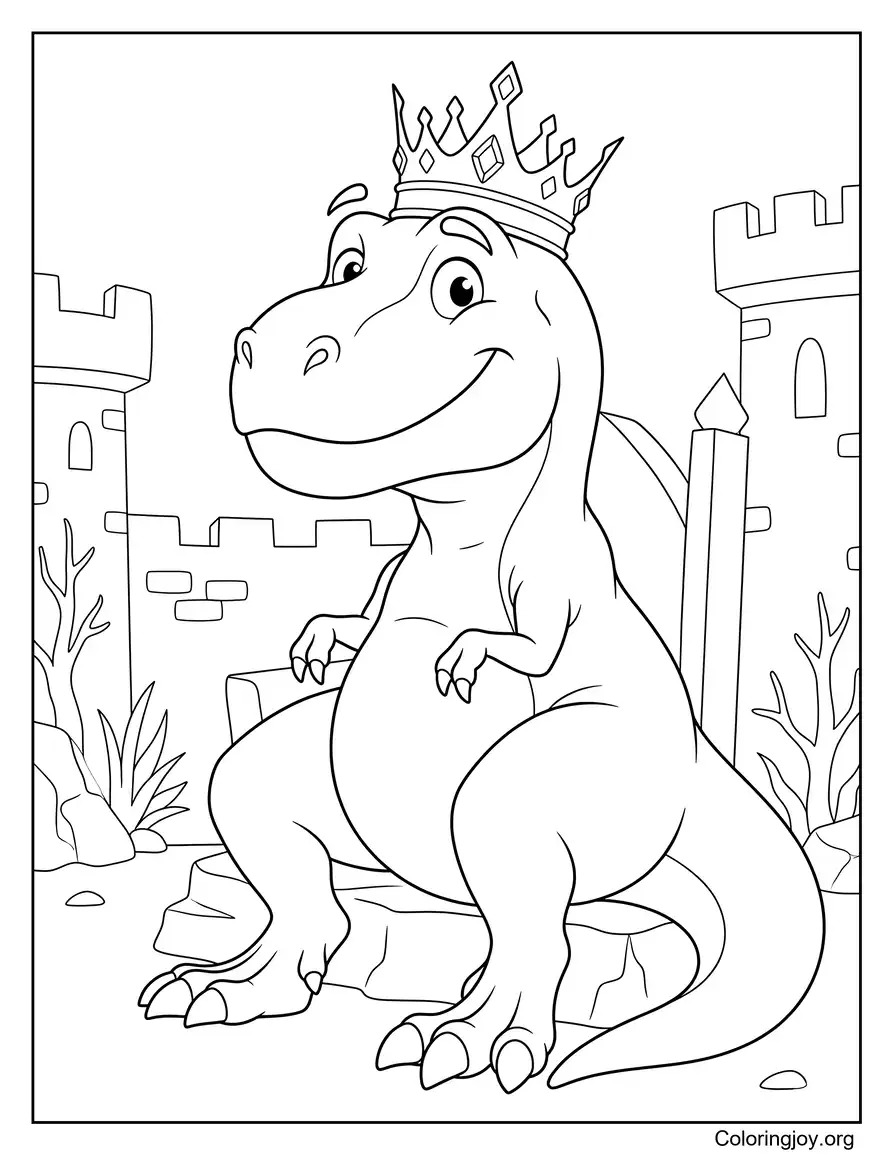 King T-Rex in Dinosaur Castle Coloring Page