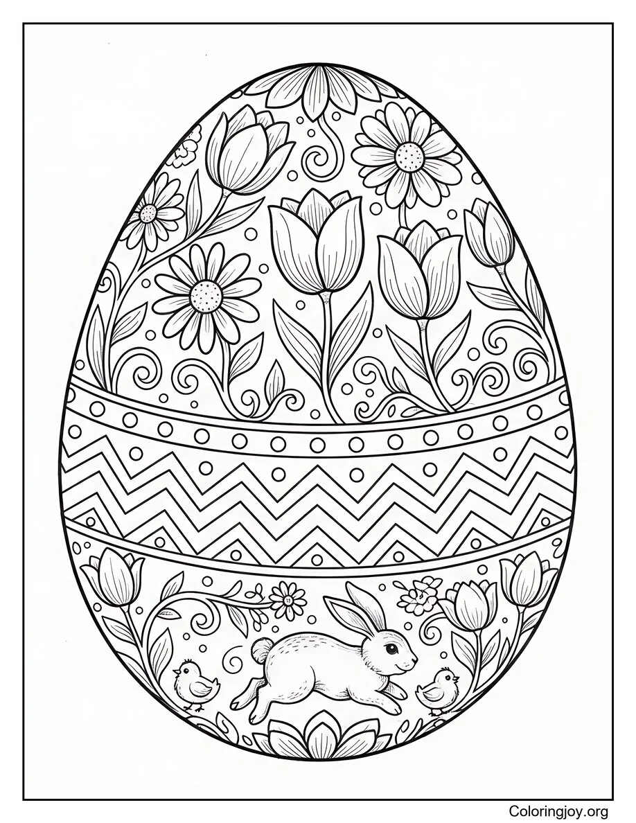Realistic Easter Egg Coloring Page
