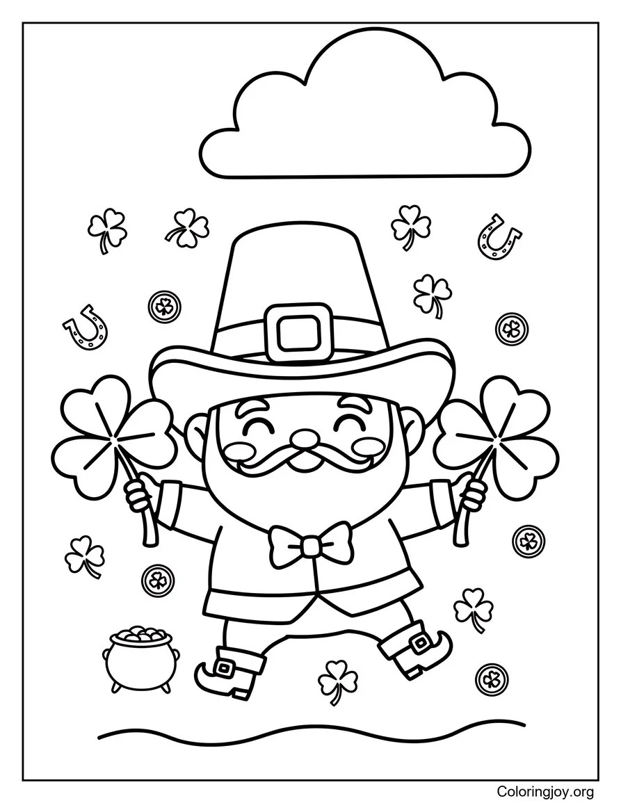 Shamrock with Tiny Happy Animals