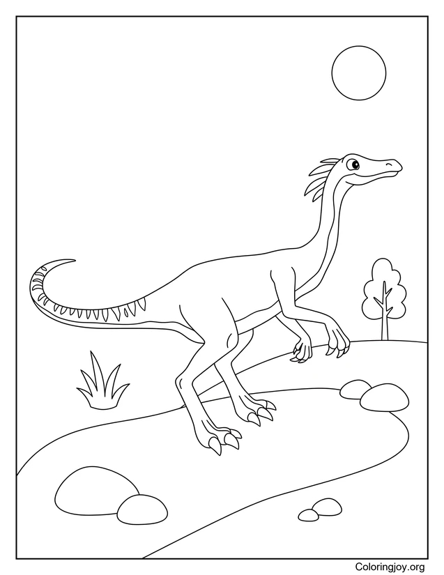 Sweet Compsognathus Walking Coloring Page