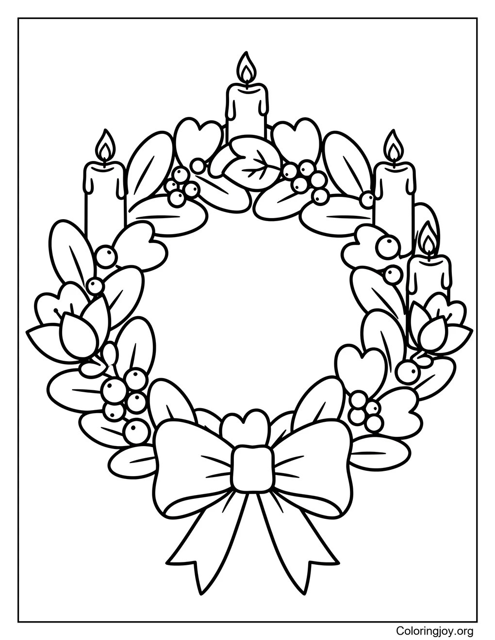 Candle Wreath Coloring Page