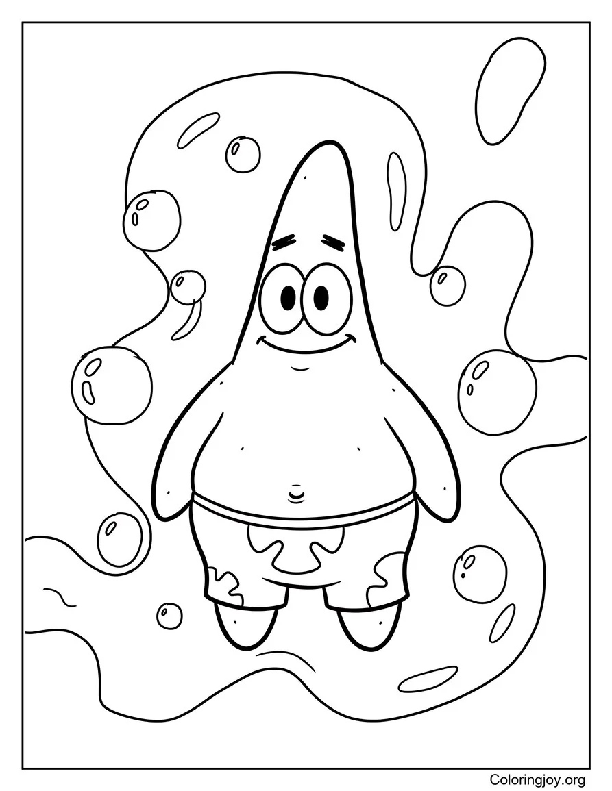 Simple Patrick Star Big Outline for Beginners