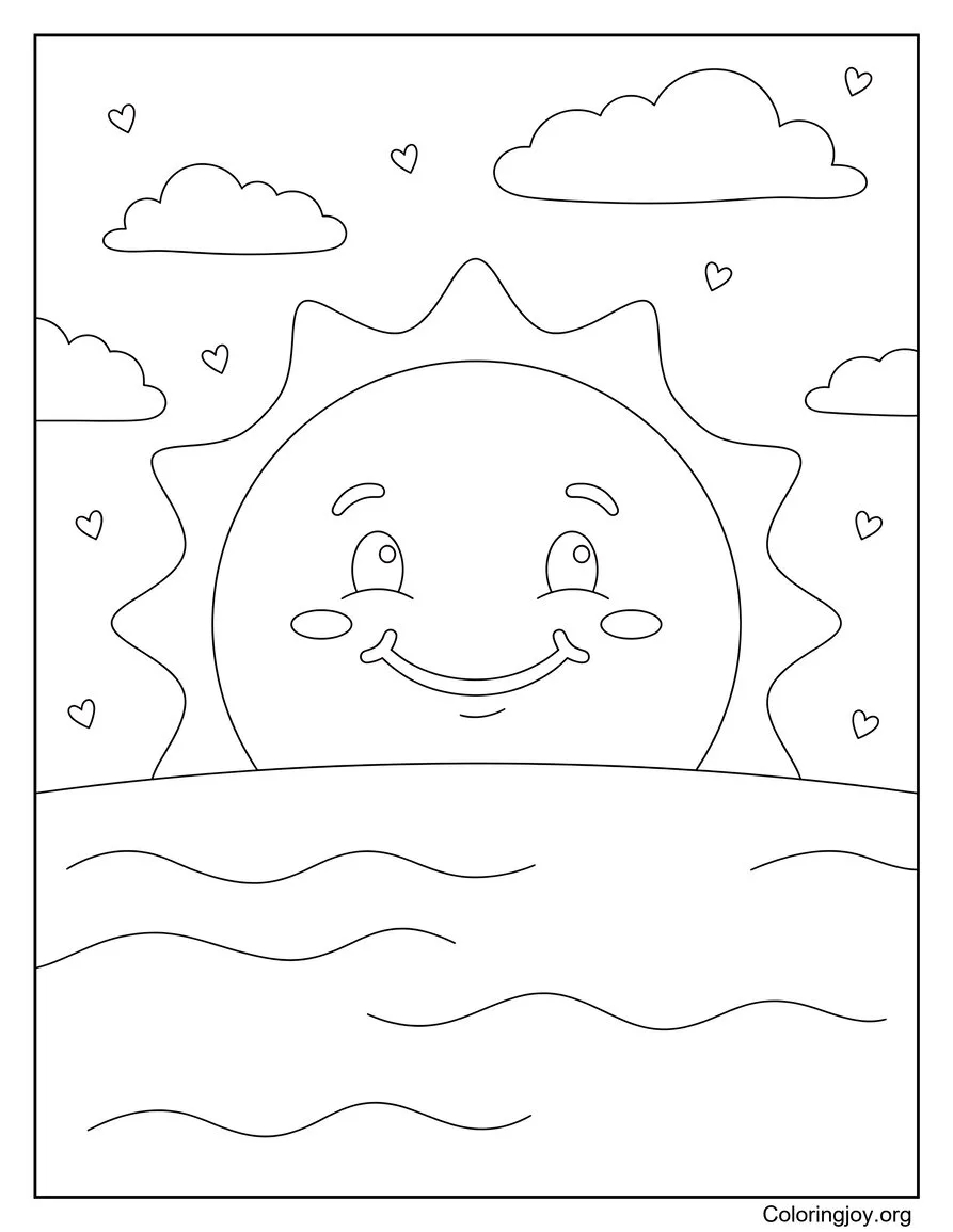 Sunset Evenings Calm Summer Coloring Page Aesthetic View
