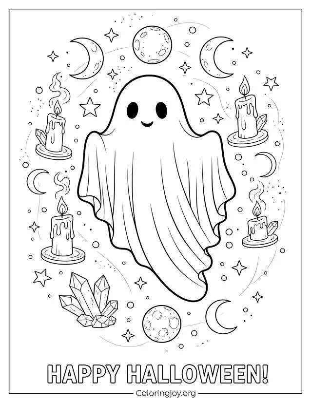 Aesthetic Ghost Coloring Pages
