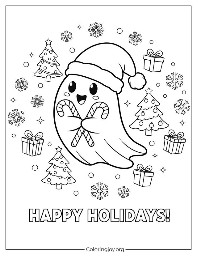 Christmas Ghost Coloring Pages