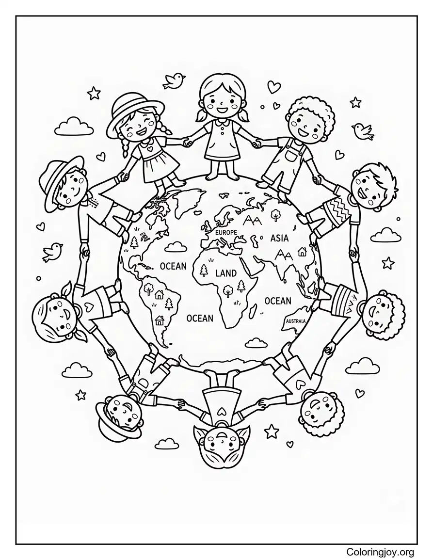 Kids Holding Hands Around The World