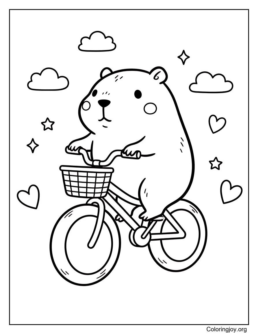Cute Capybara's Bike Ride