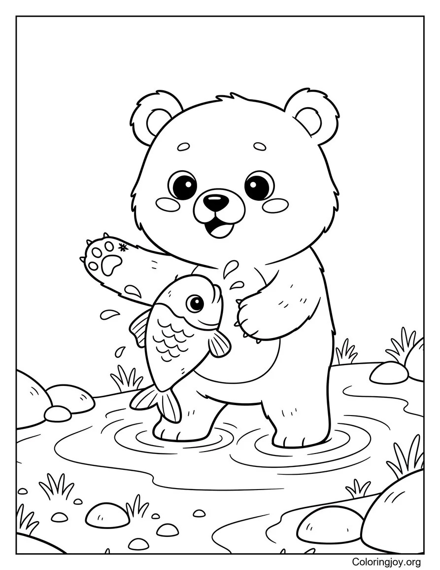 Bear Catching Fish in River