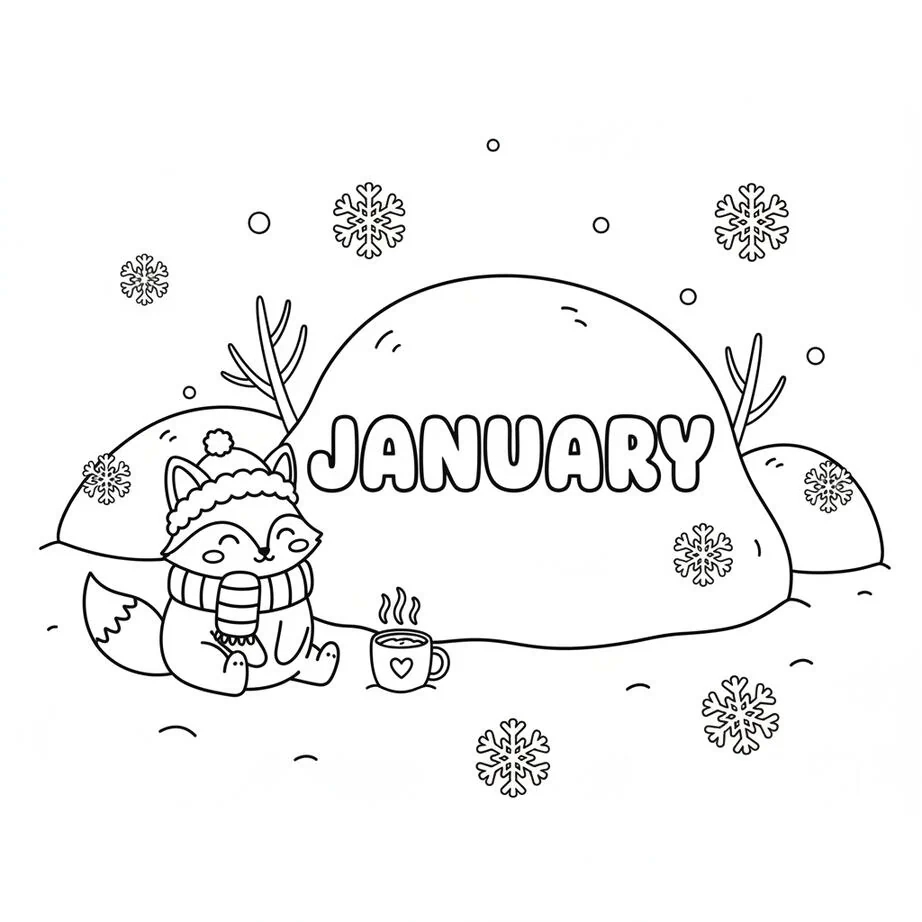 January Winter Coloring Page