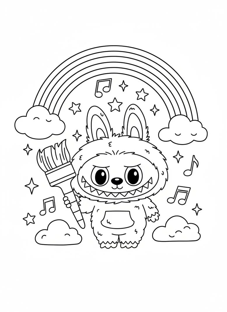 labubu rainbow coloring page