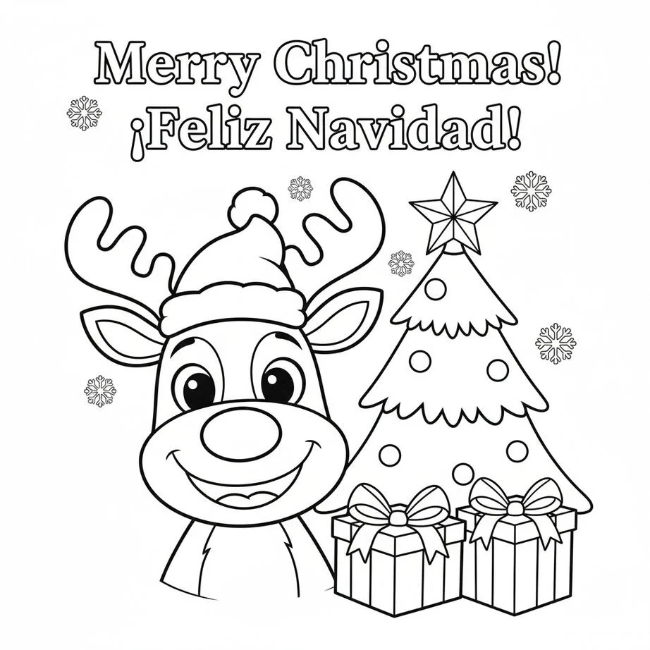 bilingual christmas coloring page