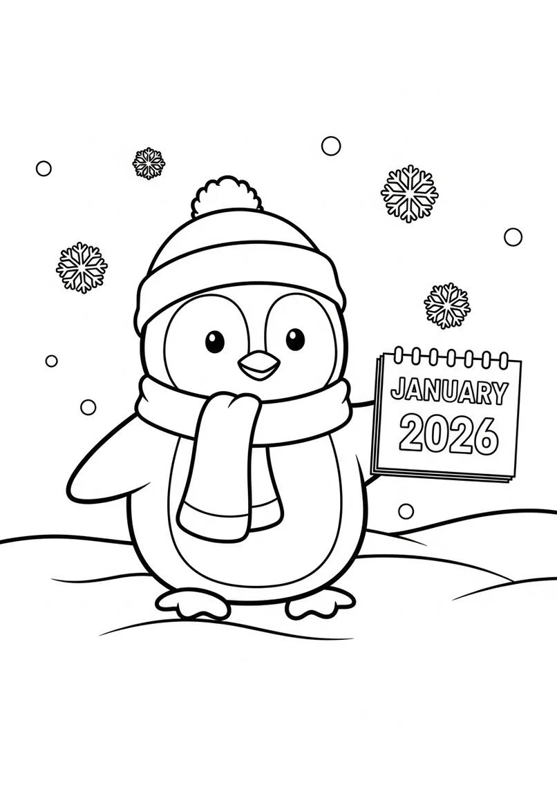 Cheerful Penguin's January Winter Wonderland