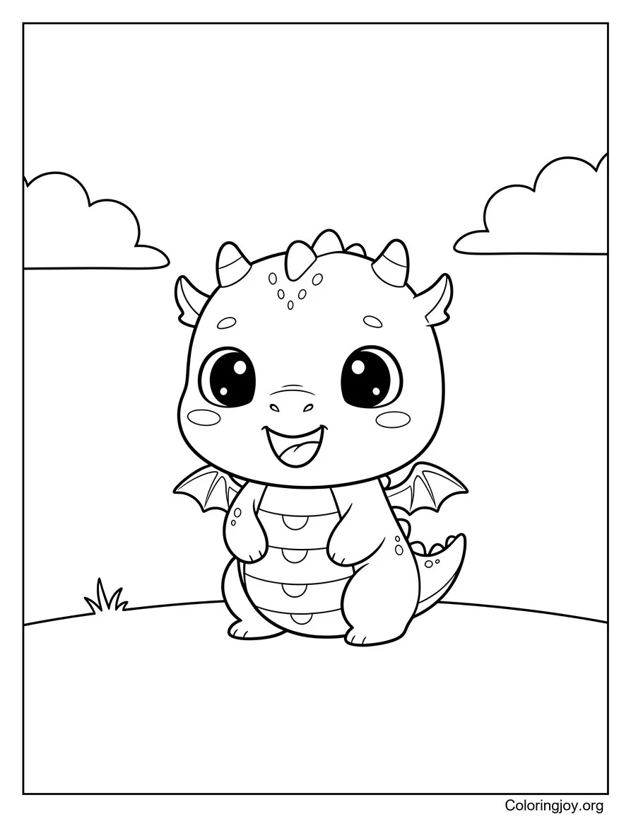 Easy Cartoon Dragon Coloring page