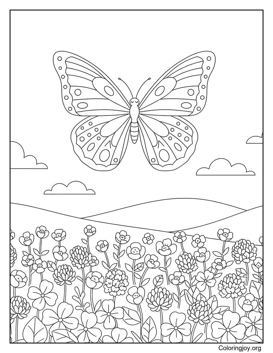 Butterfly Drifts Above Wildflower Patches