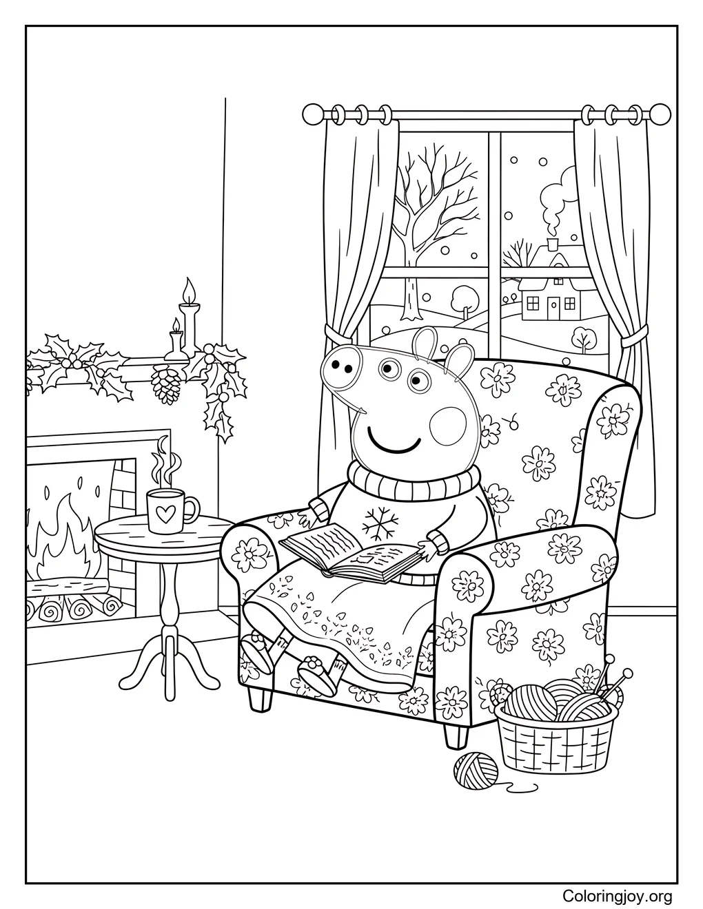 Peppa Pig's Cozy Cottagecore January Coloring Page