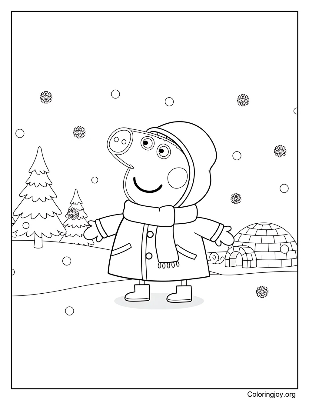 Peppa Pig's Wholesome Snowy Day Coloring Page
