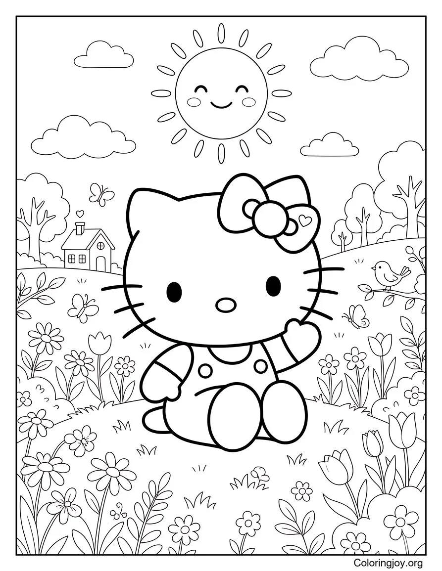 Sunny Smile Hello Kitty Coloring Sheet