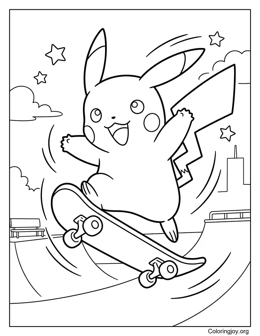 Pikachu Riding Skateboard