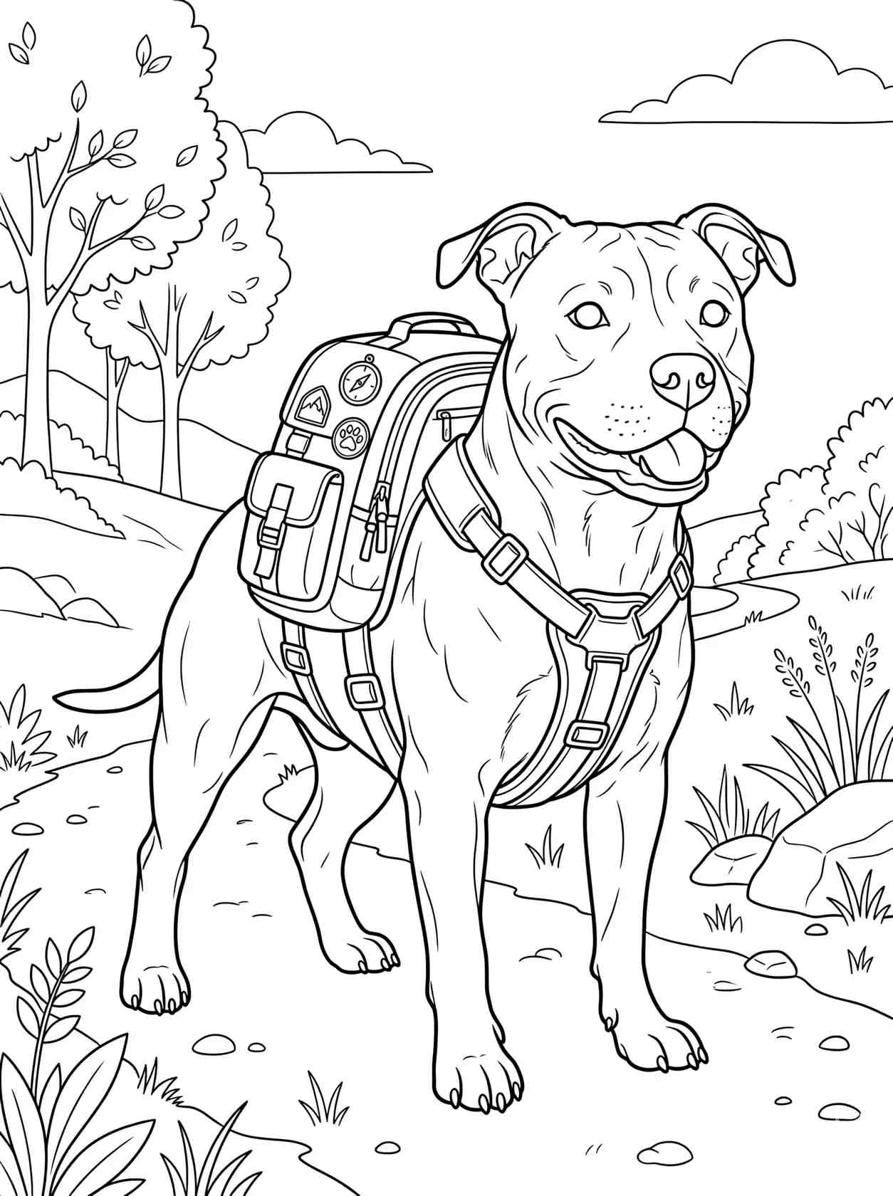 Pitbull With Backpack