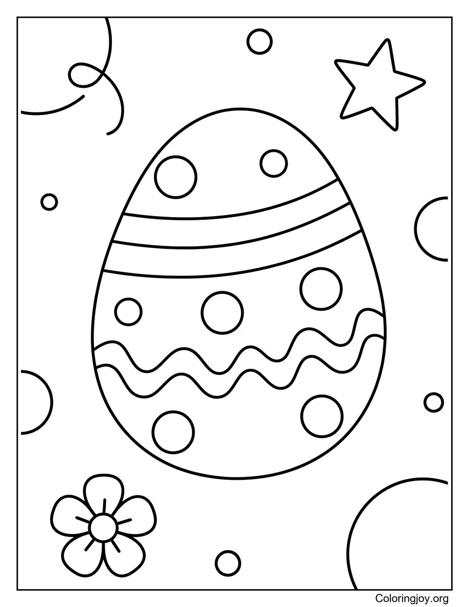 A large printable Easter egg features many different patterns to color.