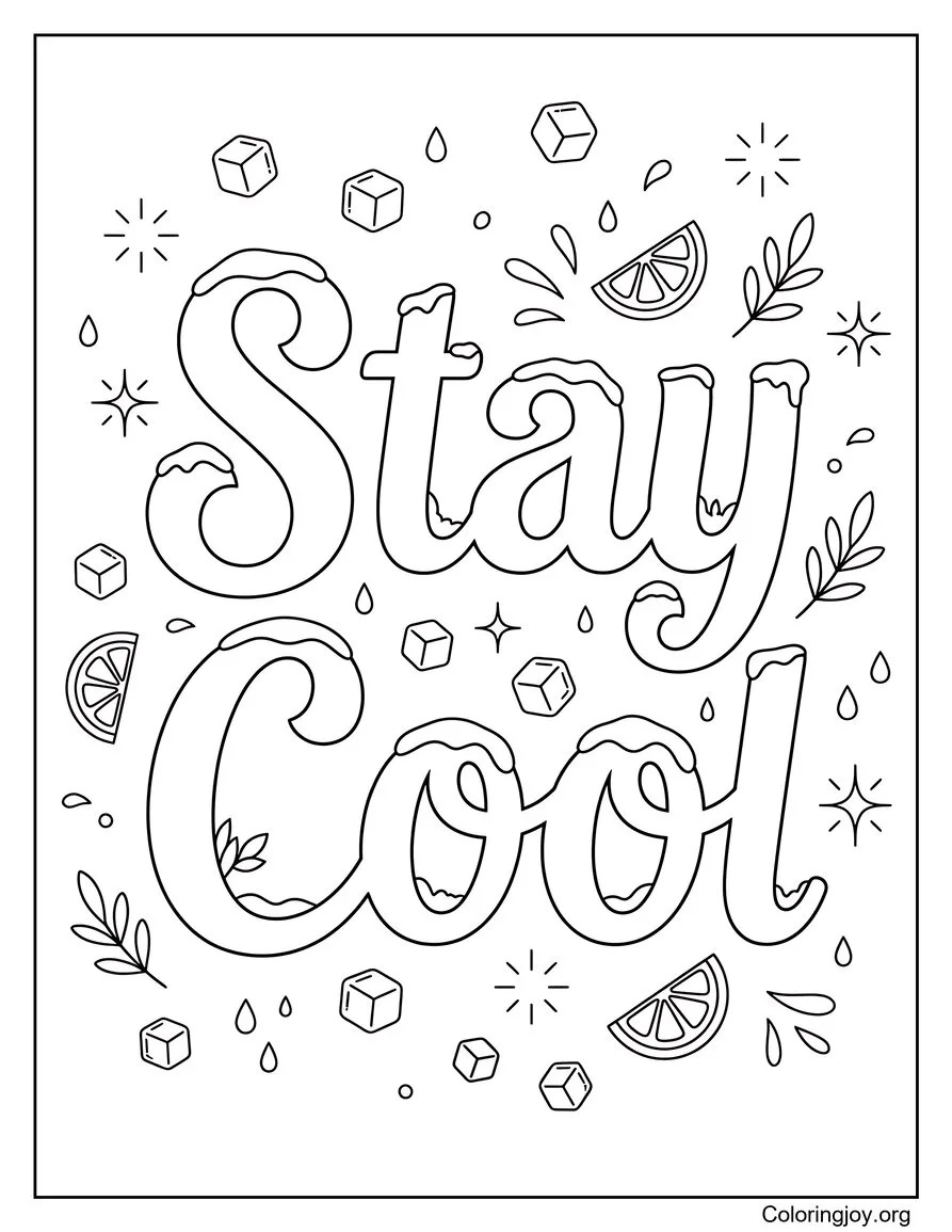 Stay Cool Summer Fun Coloring Page Easy for Kids