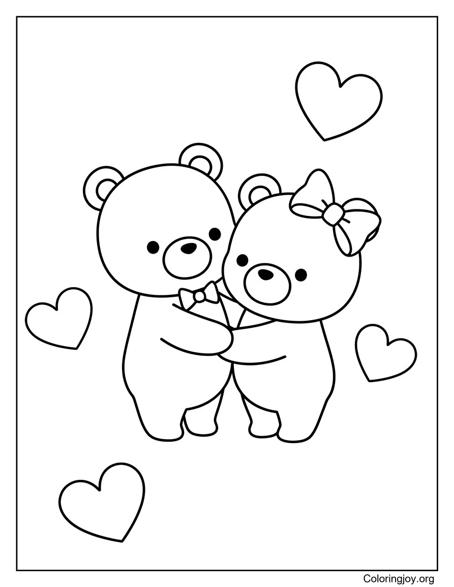 Brother and sister bears share a warm hug and show their love.
