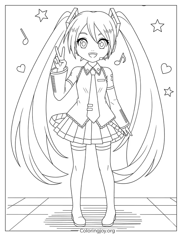 Coloring sheet of Hatsune Miku