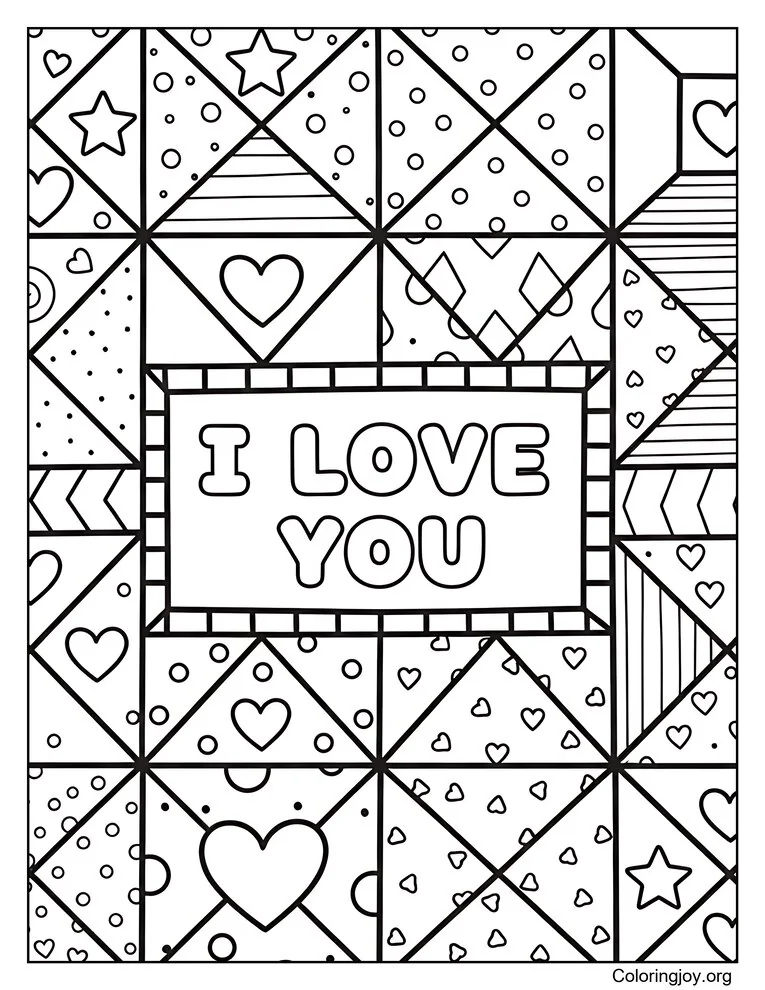 Patchwork I Love You Design