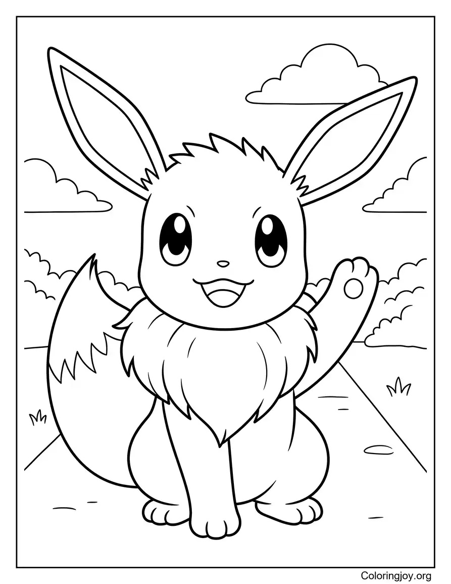 Smiling Eevee Pokemon Coloring Page