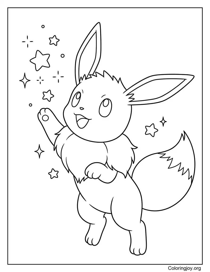 Eevee with Stars Coloring Page