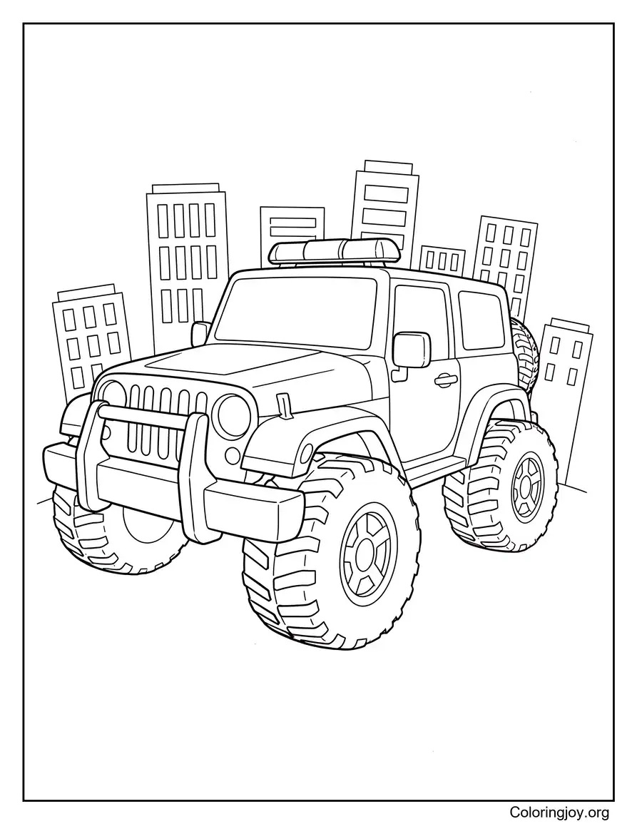 Police Jeep on Patrol Duty