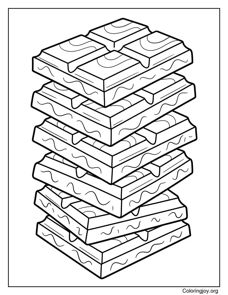 Stacked Chocolate Bars Coloring Page