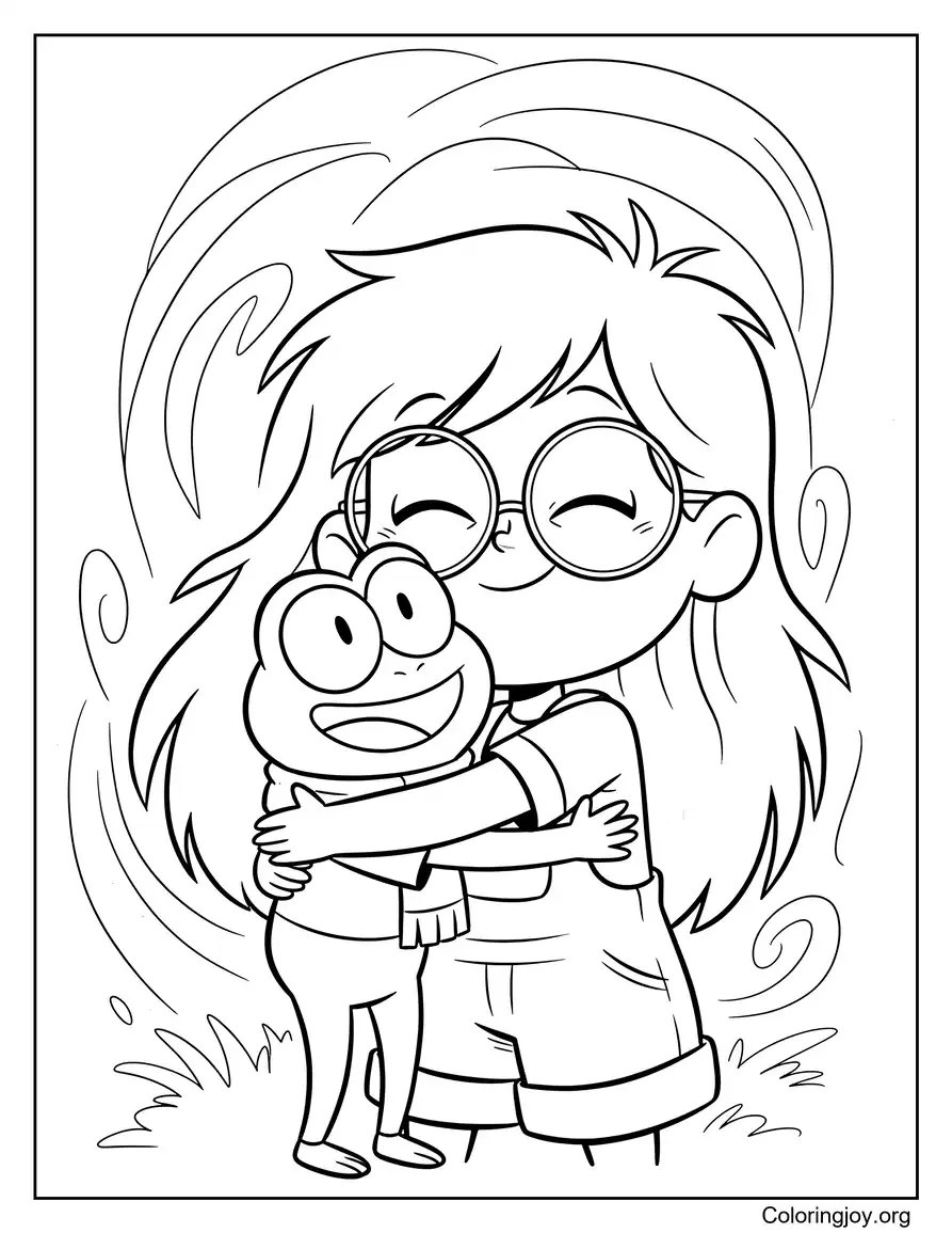 Anne and Sprig sharing a warm and friendly hug scene.