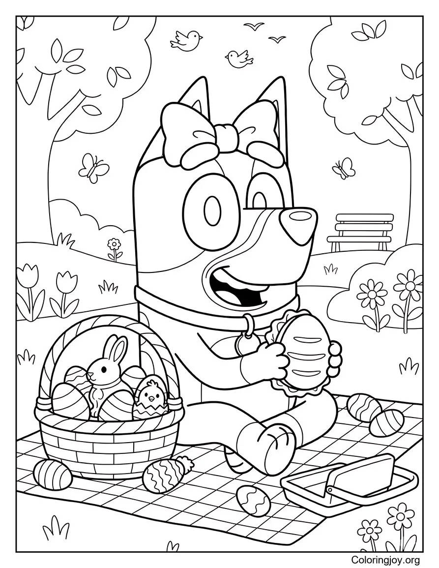 At the park, Bluey shares a happy Easter picnic with family.