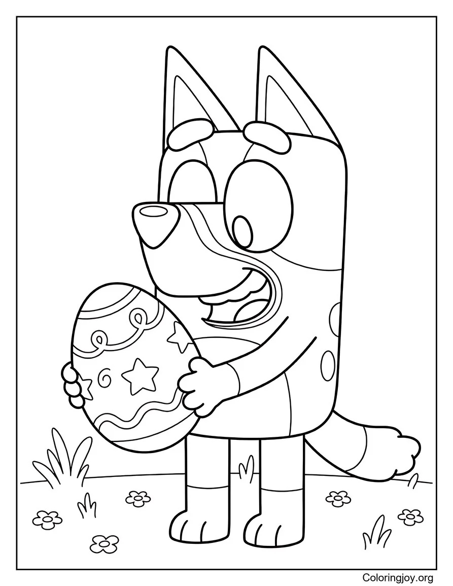 Suddenly, Bluey discovers a golden egg and lights up with excitement.