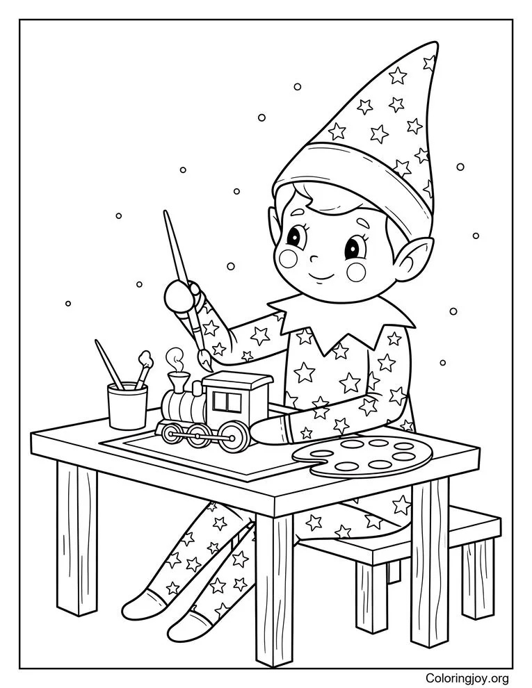 Joyful Elf on the Shelf Coloring Page Creation