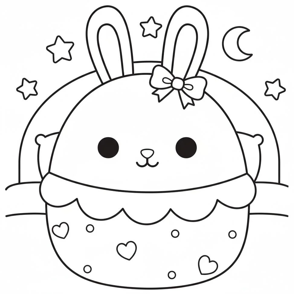 Bunny Squishmallow Plush Toy Coloring Page