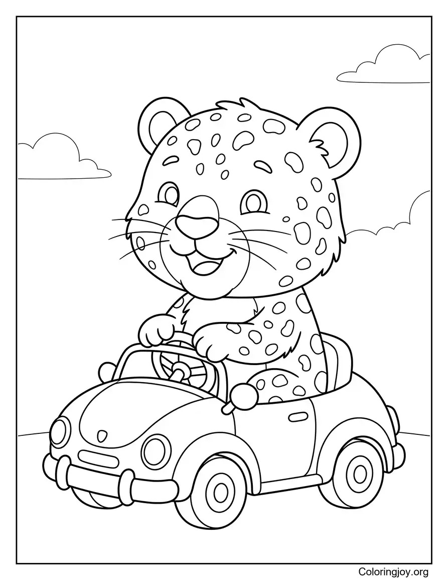 Leopard Driving Car