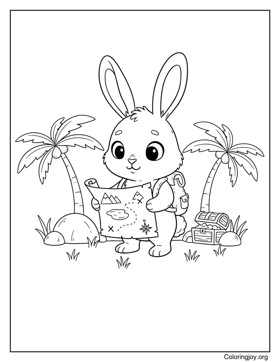Playing a violin, a bunny sits with musical notes floating around.