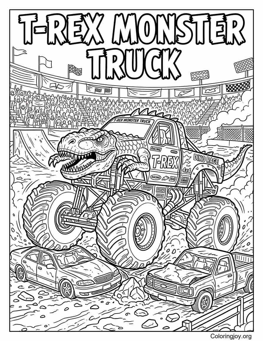 T Rex Monster Truck Picture to Color