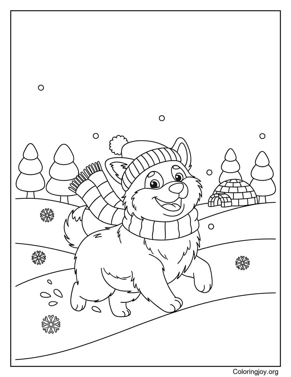 Winter Puppy,Bring this loyal pup to life with cheerful colors.