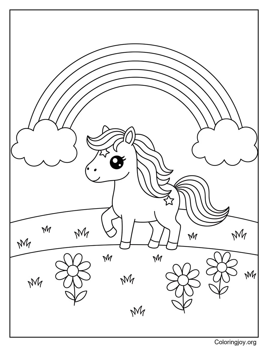 Free Printable Horse With Rainbow