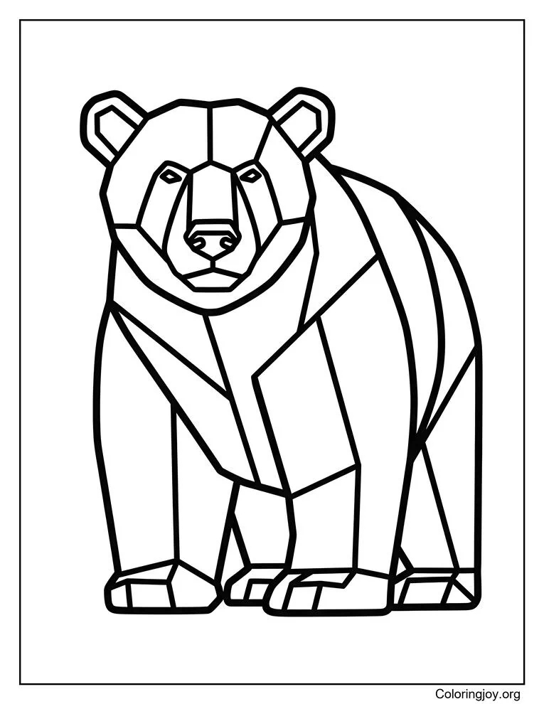geometric polar bear coloring page