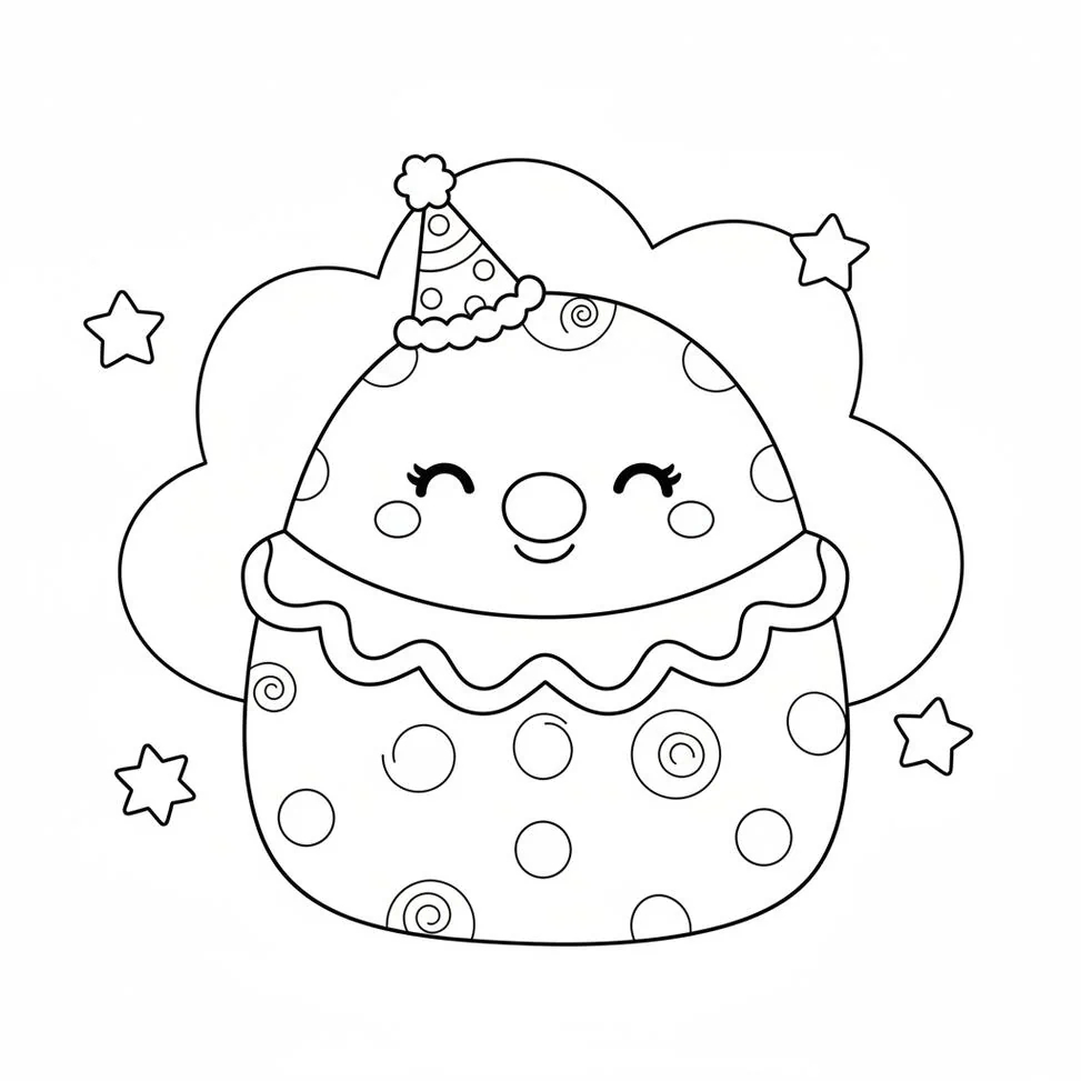 Kimmi the Clown Squishmallow Coloring Page