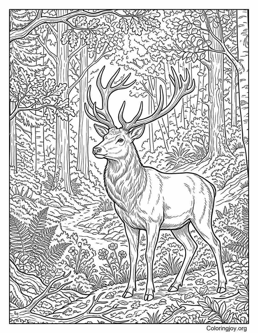Realistic Deer In A Detailed Forest Environment