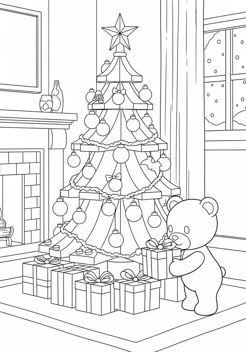 LEGO Christmas Tree Coloring Page .
