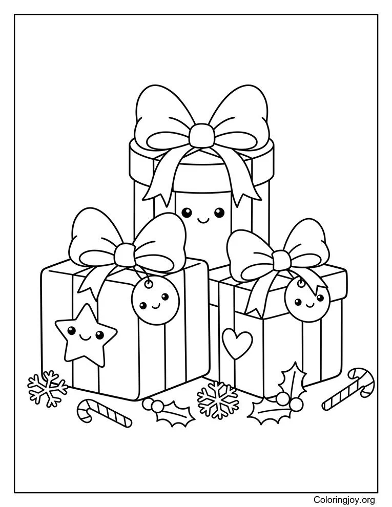 Festive gift wrapping coloring pages